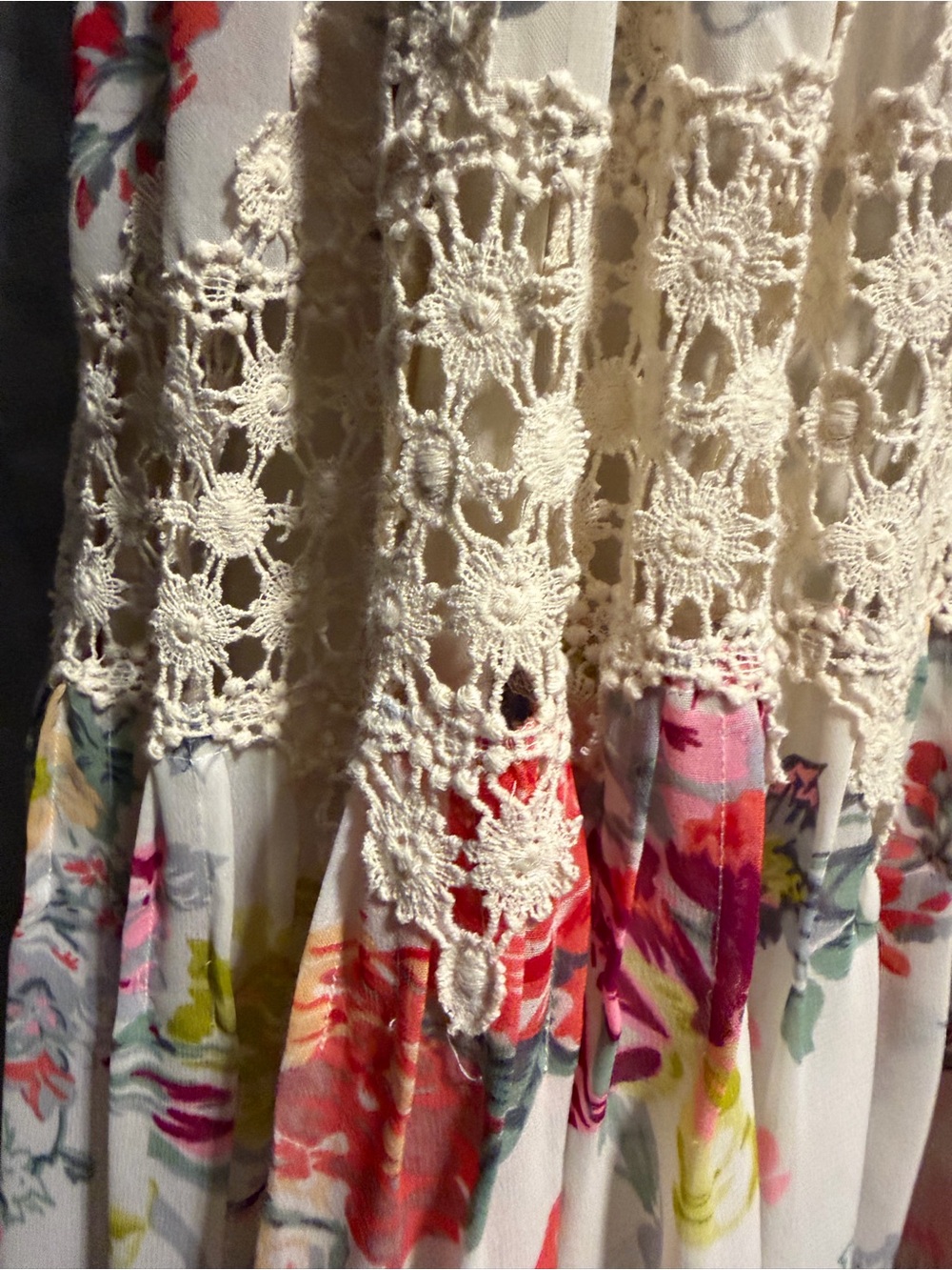 Ranna Gill White Midi Dress with Multicolor Floral Print and Crochet Trim - Picture 5 of 8